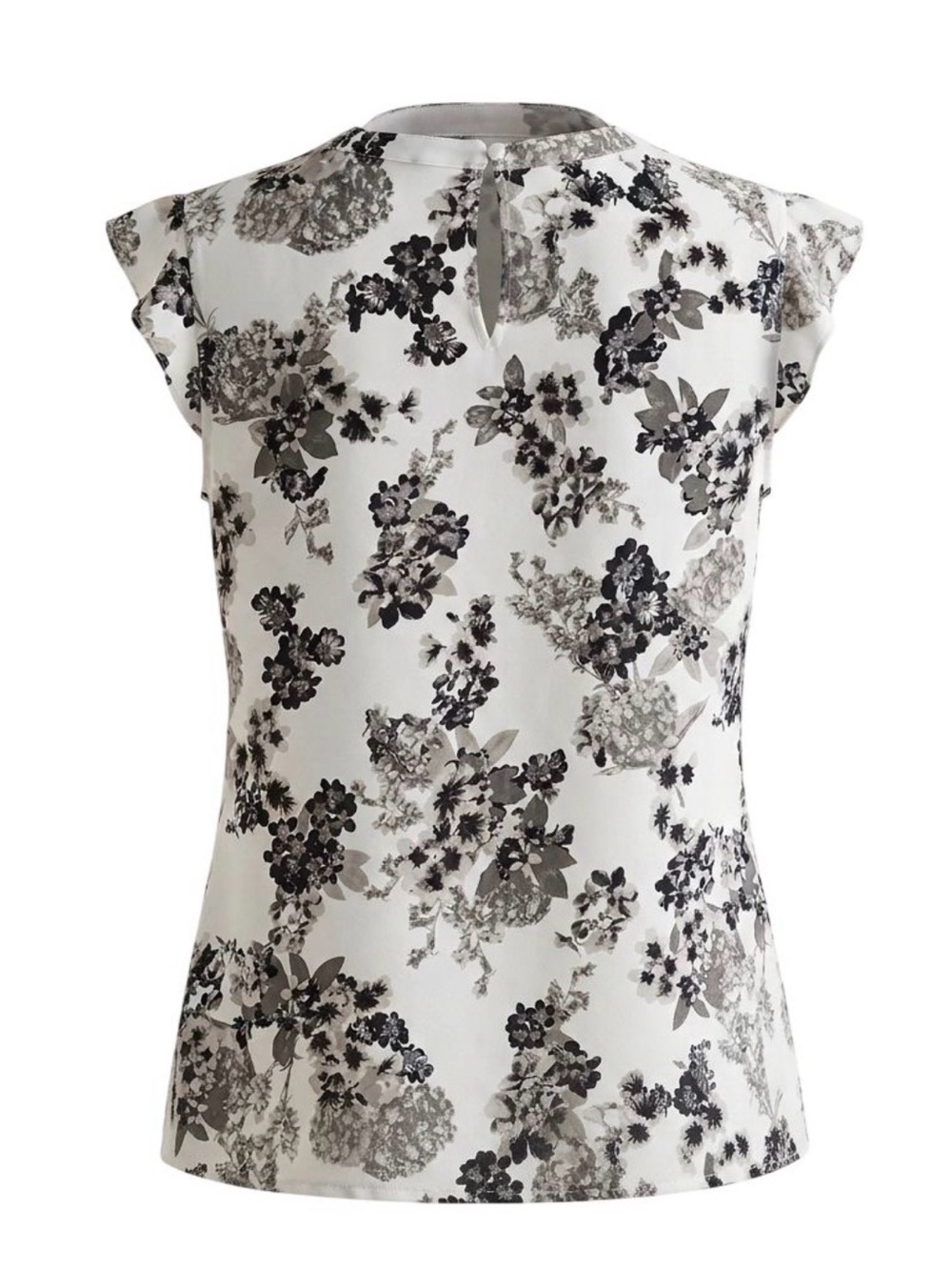 Elle White Floral Pintuck Cap-Sleeve Blouse - Picture 3 of 5